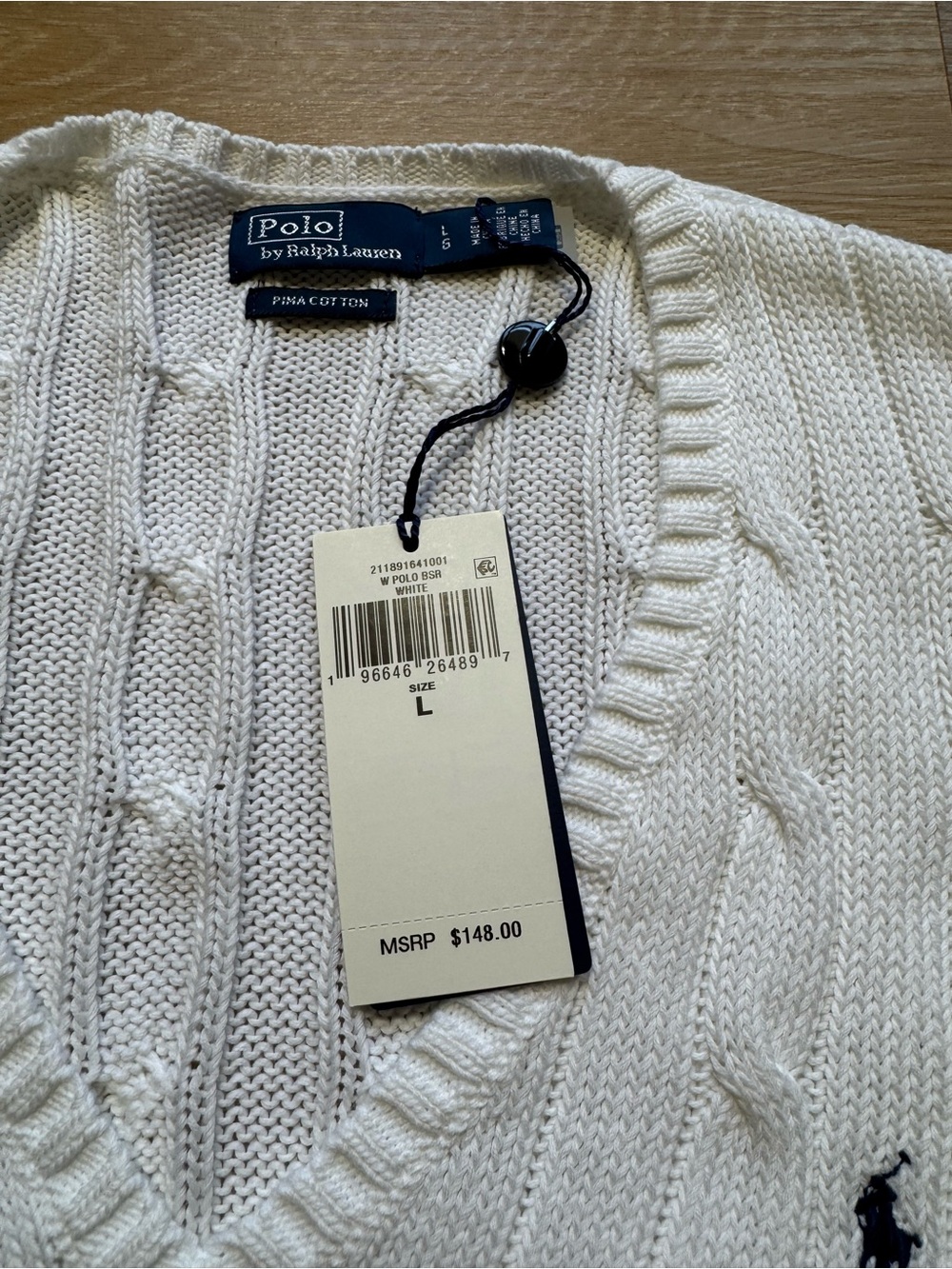 Ralph Lauren Cream Cable-Knit V-Neck Sweater - Picture 7 of 16